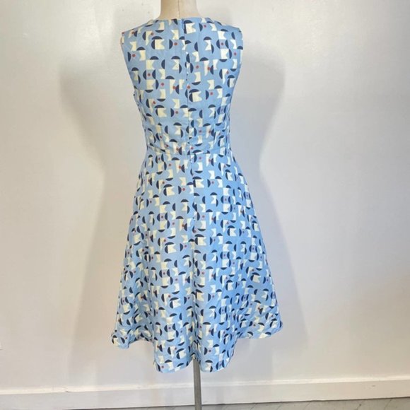 Samuji Kendra Midi Printed A-Line Dress Blue Red Size 36/4 - Picture 2 of 8